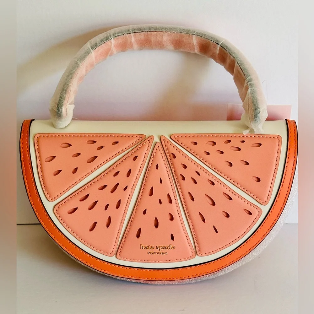 NWT! Kate Spade ♠️ Squeeze Wicker 3d Grapefruit Crossbody/Top Handle Bag - Picture 4 of 10